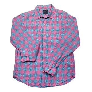 Pink/Blue * Plaid Bonobos Slim Fit Long Sleeve Shirt - Sz L